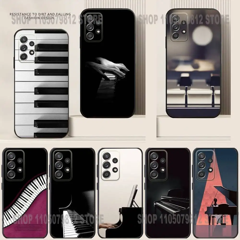

Music piano keyboard Phone Case For Samsung S25,24,21,22,23,30,Ultra,20,Plus Black soft silicone case