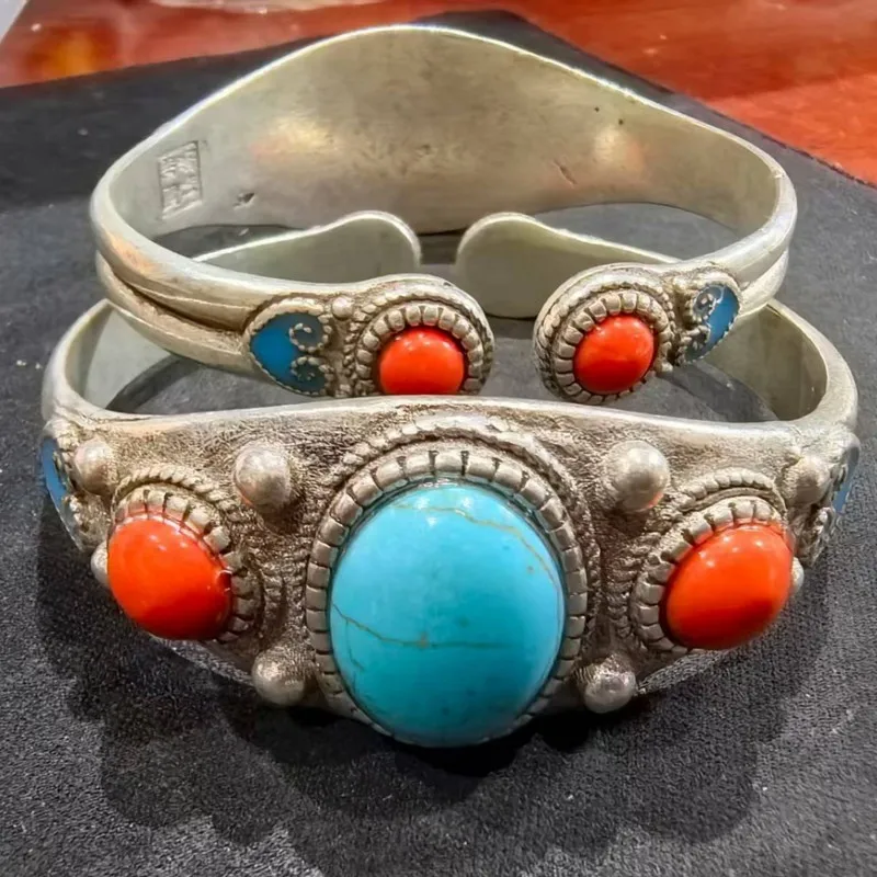 Miao Silver Open Bracelet, Vintage Jewelry, Traditional Handmade Ethnic Style