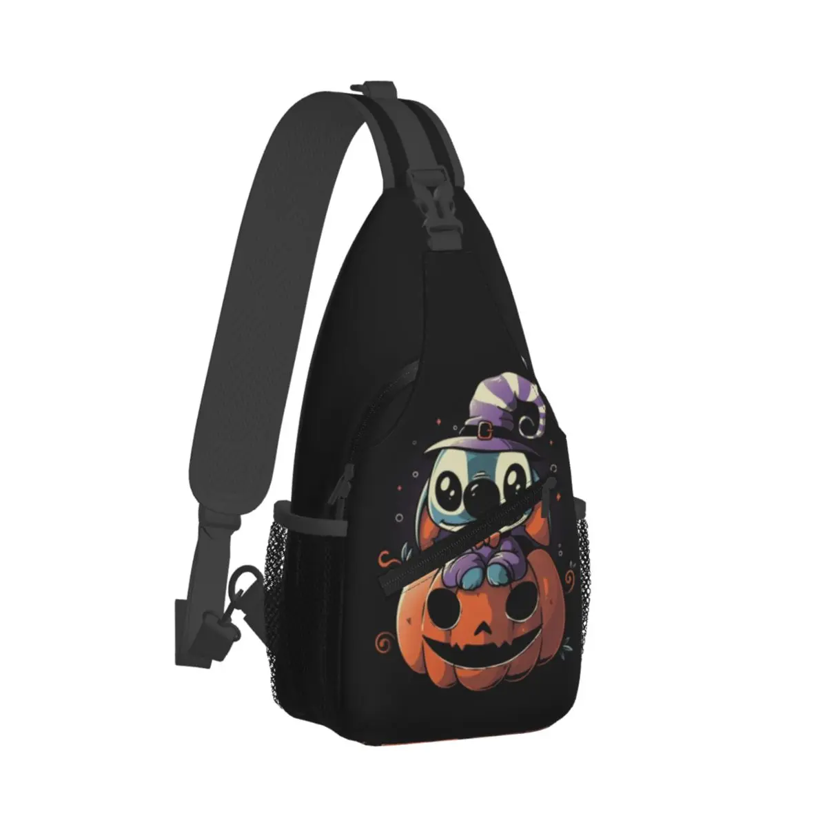 Custom Halloween Stitch Cartoon Sling Crossbody Backpack Water Resistant For Traveling Daypack Printing Shoulder Backpack