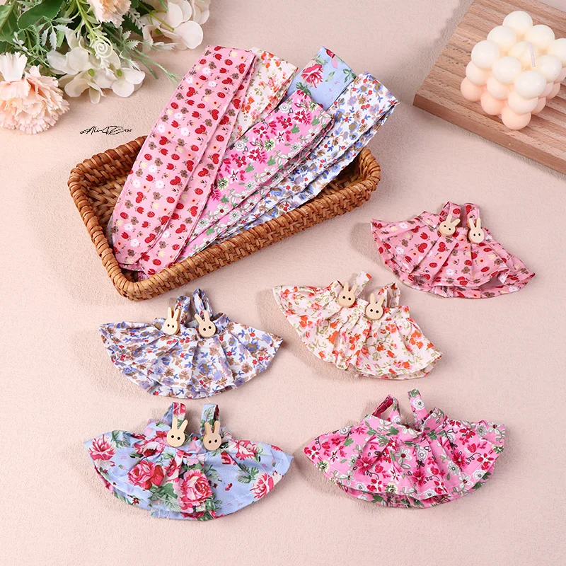 Süßes Blumenkleid mit Stirnband für 17 cm große Labubu-Puppe, Plüsch, Rollenspiel, Kleidungszubehör, austauschbare Puppenkleidung, Geschenk