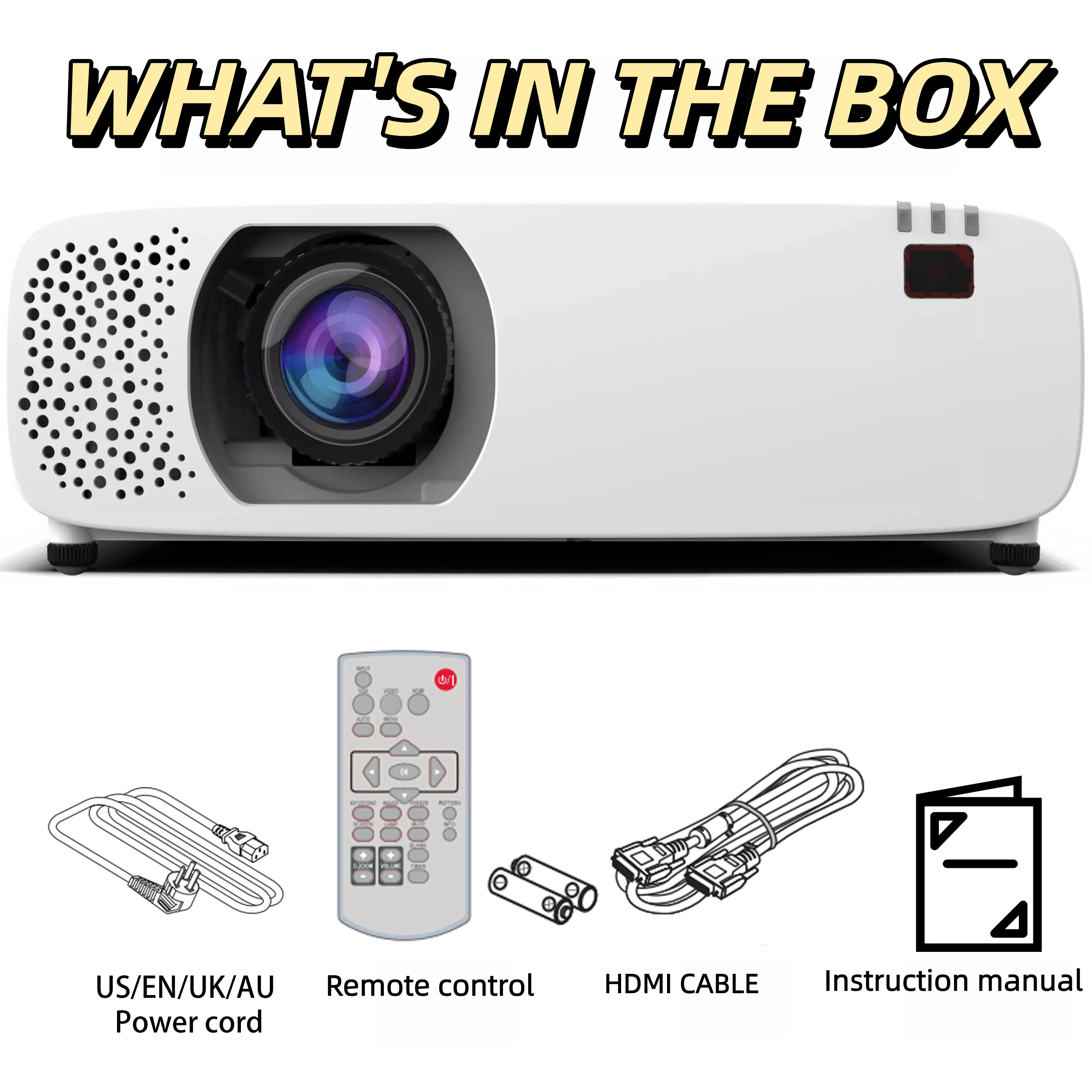4K Laser Projector with 4800 Lumens, 1.2X Optical Zoom,  Corner Adjustment, H/V Keystone, for Home Theater and Commercial Venues