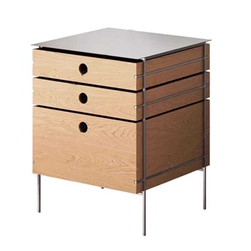 Ocean plate birch bedside table storage cabinet solid wood stainless steel cabinet
