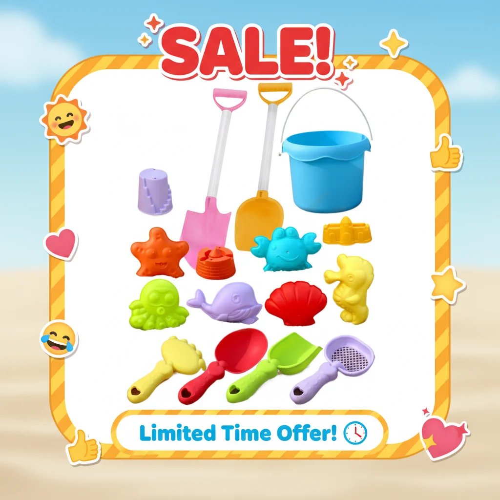 Children's Beach Toy Set, ATV, Sand Digging and Water Toy, Beach Bucket, Hourglass, Shovel, Sand Play Tool Beach Toy
