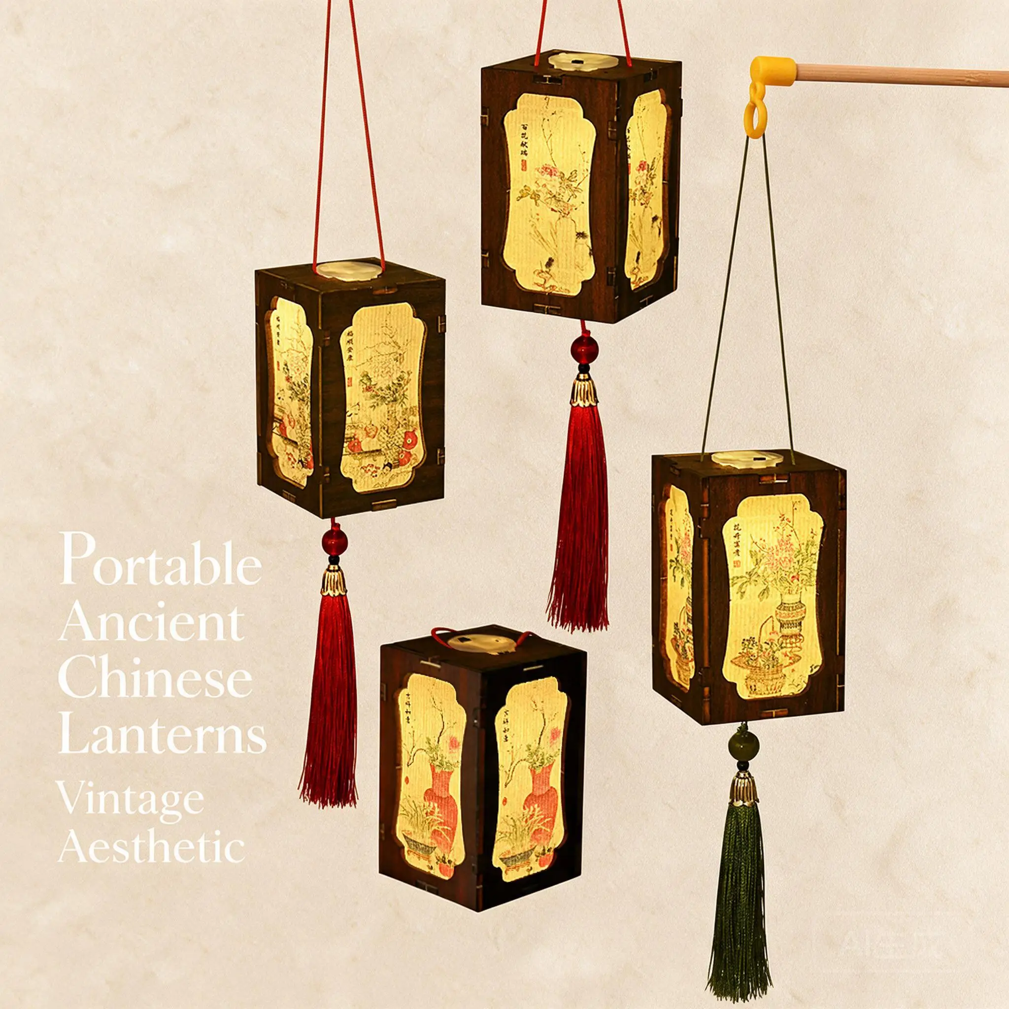 Chinese Ancient Style Mini Diy Handheld Lantern Mid Autumn Festival Handmade Craft Kit For Kids School Activity Holiday Decor