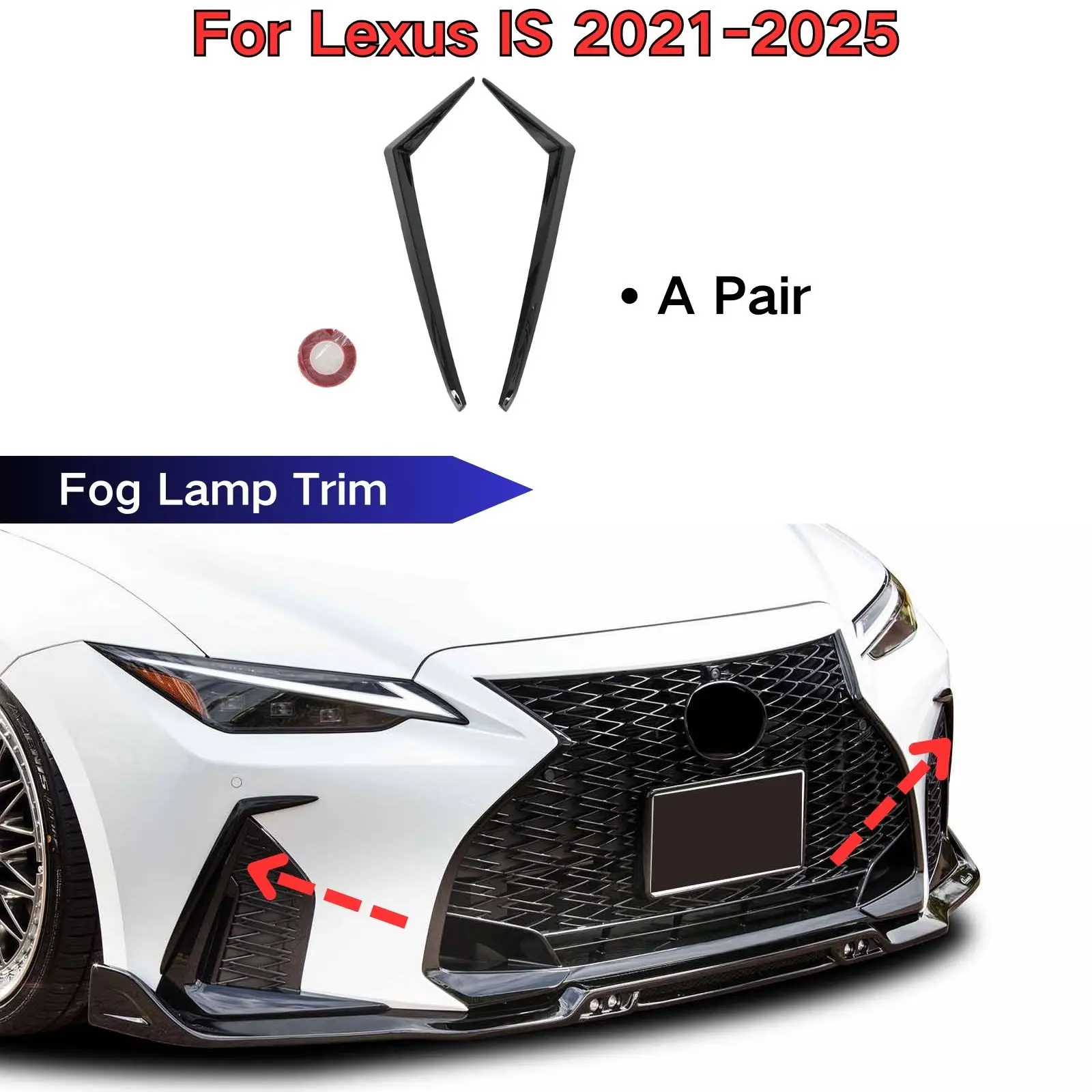 

Для Lexus IS 2021-2025 Все модели F-Sport Противотуманная фара Накладка Глянцевый черный карбоновый волокно Окрашенный АБС-пластик Автомобильные аксессуары Комплект кузова