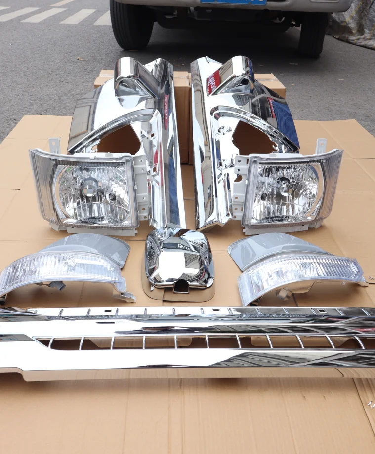 

STLFTruck Modification Body Parts Chromed Body Kits Truck Headlight Wheel Eyebrow Chromed Grill Mirror Cover for Isuzu NPR 700P
