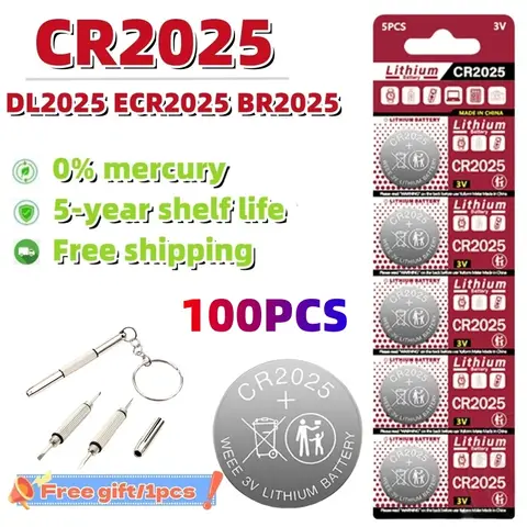 Quick Delivery 150mAh 3V CR2025 Battery Lithium Battery DL2025 BR2025 KCR2025 For Car Remote Control Watch Button Coin Cells