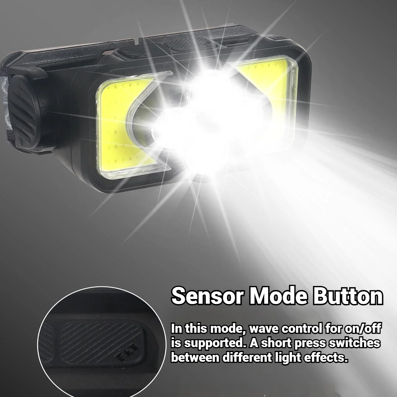 COB LED المصباح 800LM قابلة للشحن USB رئيس مصباح يدوي IPX4 مقاوم للماء محس حركة كشافات للتخييم الصيد في الهواء الطلق #3