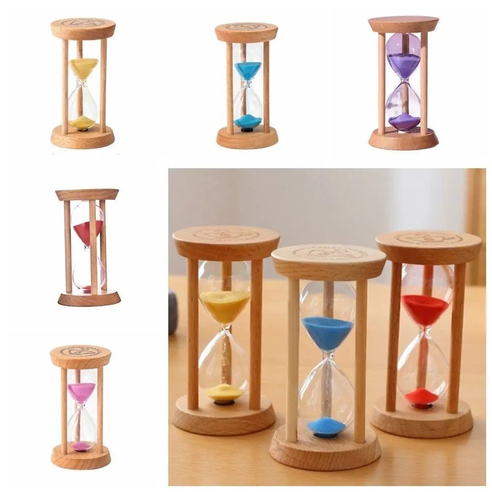 Stable Connection Wooden Hourglass No Deformation 1/3/5 Minutes Round Hourglass Timers 5 Colors Wooden Timer Desktop Decor