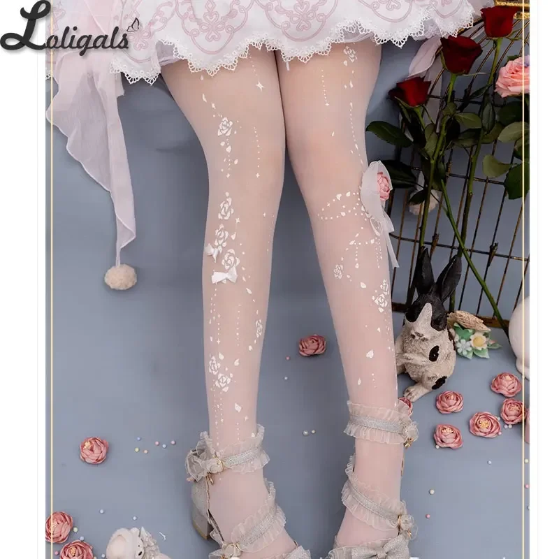 Yidhra-Collants Sweet Lolita transparents, collants de mariage, motif rose, été