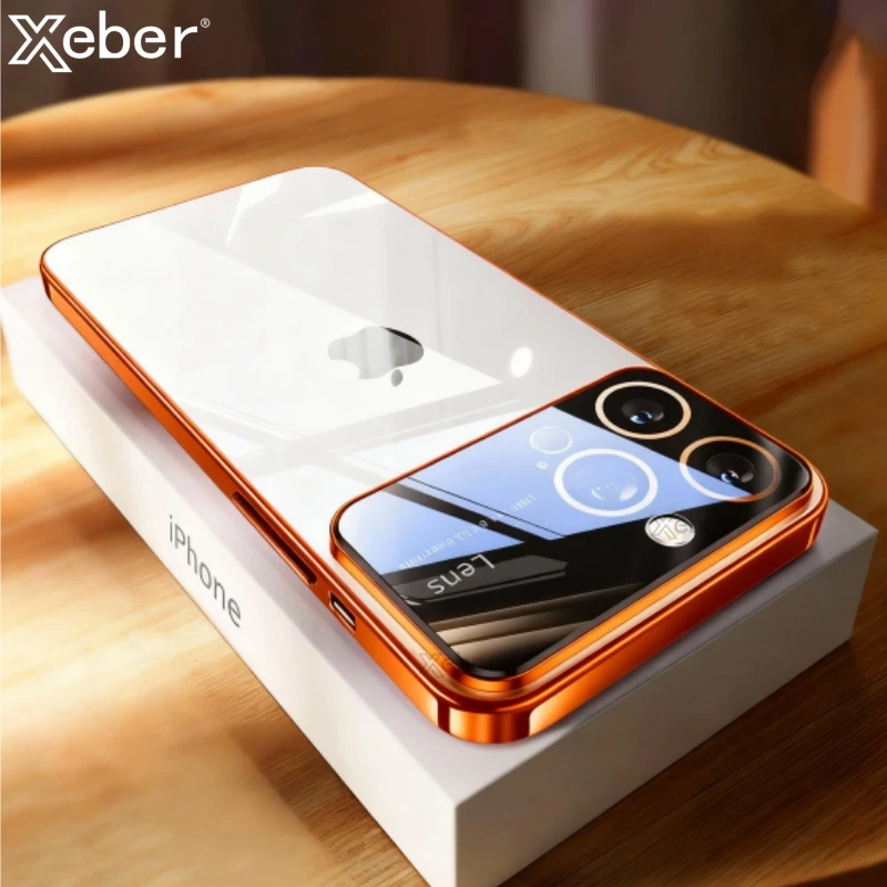 Luxury Plating Clear Hard PC Glass Lens Camera Protection Case For iPhone 17 Pro Max 16 15 13 11 12 14 Transparent Bumper Cover