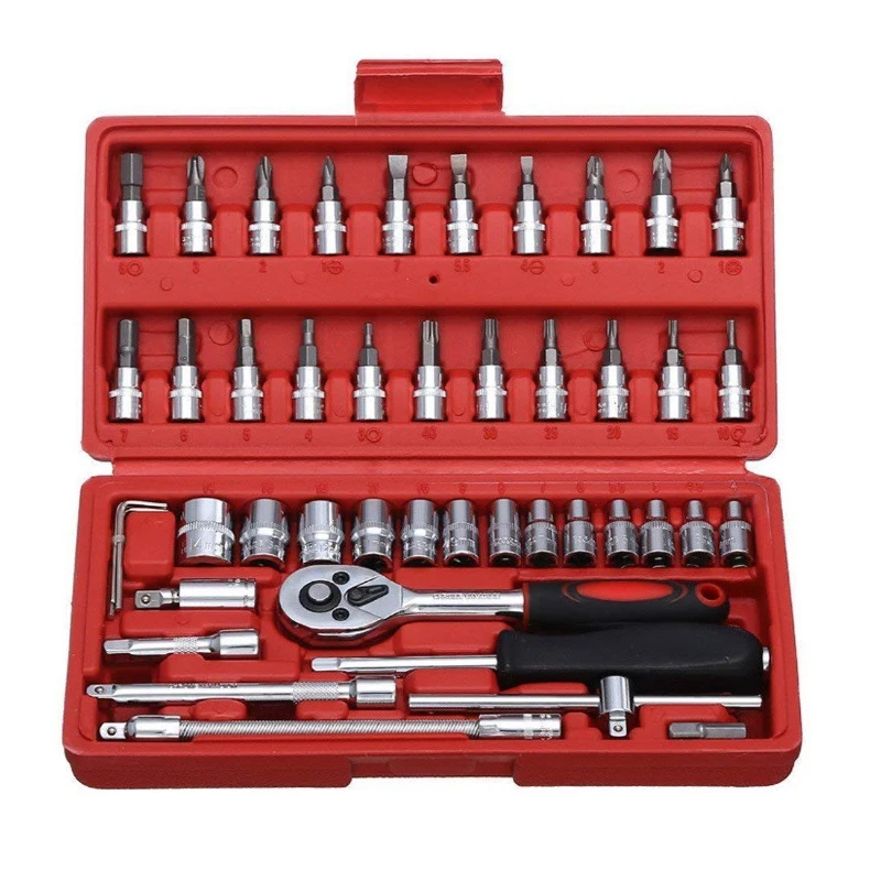 Popular 46 Pcs Screwdriver Tool Kit Multi Purpose Combination Tool Case Precision Socket Set for Auto Repairing