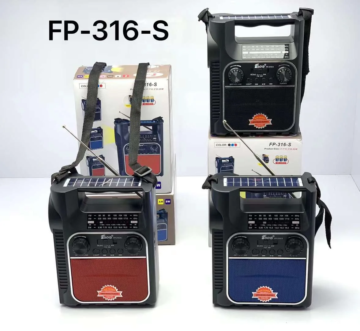 FP-316-S New Rechargeable Solar Radio Portable Handle Fm Am All Bands Outdoor Entertainment Wireless Radiogram Support Usb Bt