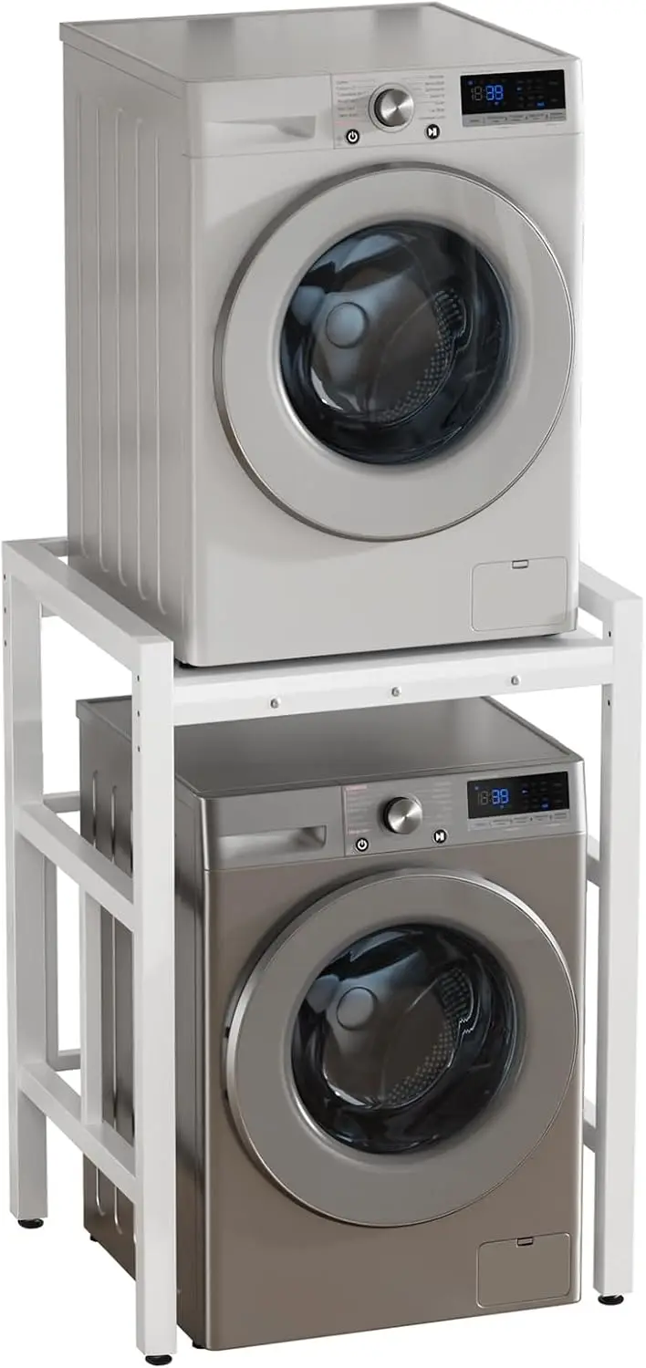 Universal Washer Dryer Stacking Rack Stand Over The Washer and Dryer Storage Shelf, Height Adjustable Space Saving Metal Washing