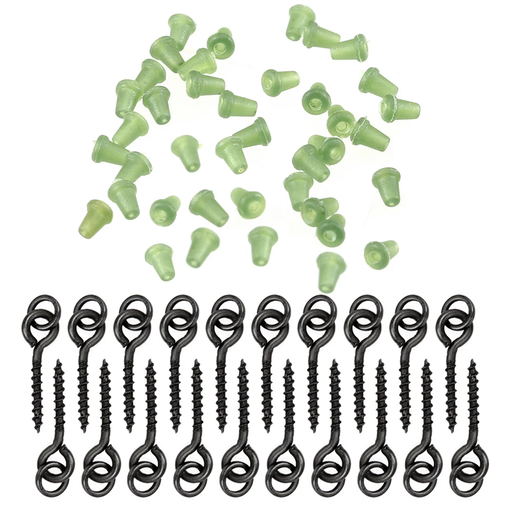 

40pcs Fishing Hook Stop Hook Boilies Stopper 20pcs Threaded Boilie Bait Screws Fishing Hook Block Beads Fishing Terminal Tackle