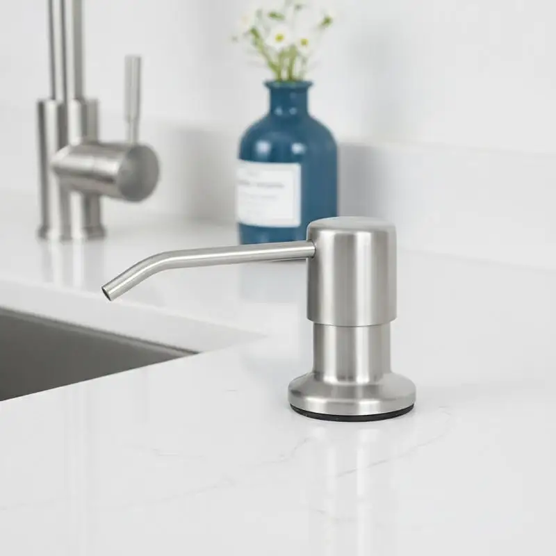 1Pcs Manually Pressing Soap Lotion Dispenser 350ml Stainless Steel Sink Soap Dispenser Liquid Soap Bottle Kitchen Accessories