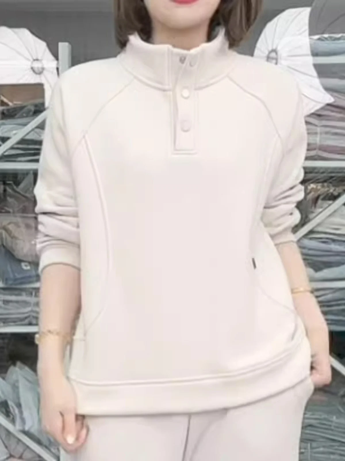 Double-Sided Thiened Warm Sweatirt Women's Loose Base Layer irt Faionable Autumn Winter New Sle Large Size Top