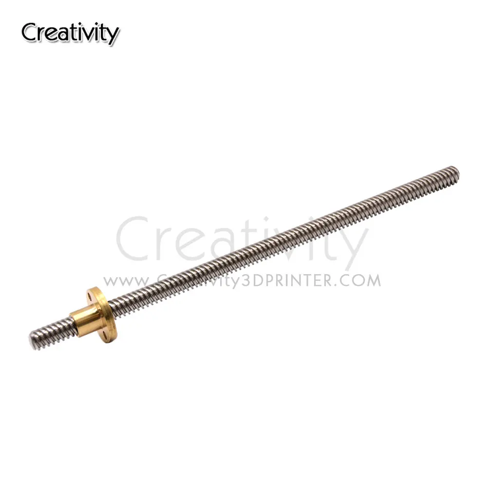 T8 kurşun vida OD 8mm Pitch 8mm kurşun 100mm 150mm 365mm 400mm 700mm ile pirinç somun Reprap 3D yazıcı Z ekseni için