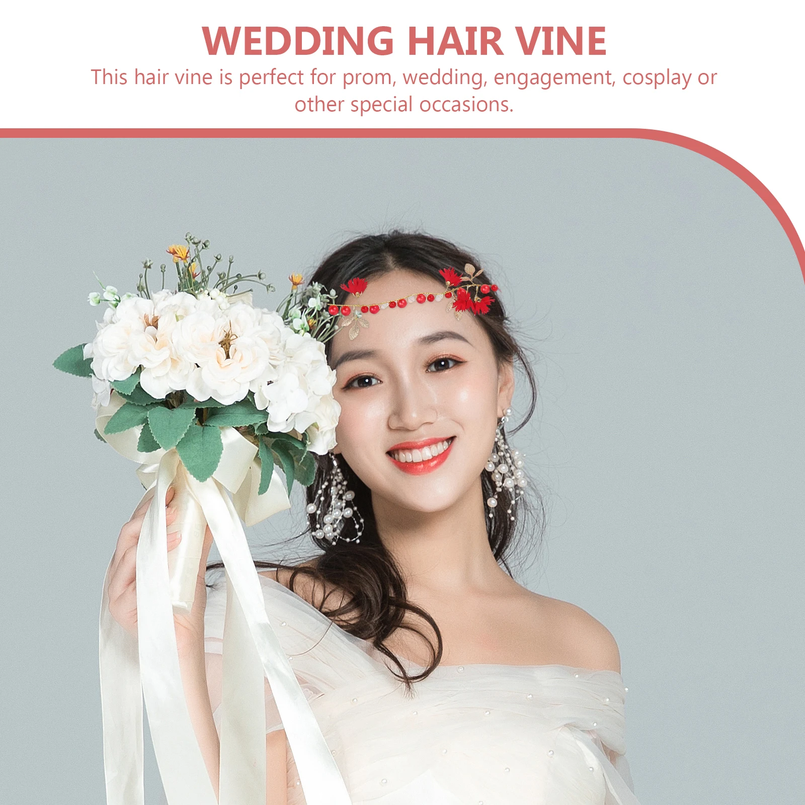 

Wedding Hair Red Wedding Headpiece Bride Headpiece for Bridal Prom Guest Girls Hair Accessories Beautiful Comfortable