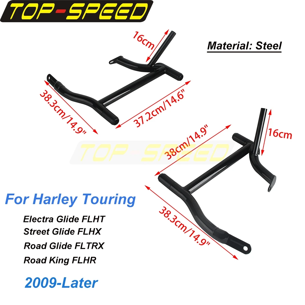 Motorcycle Rear Saddlebag Guard Crash Bars  Brackets Black For Harley Touring Road Glide FLTRX Road King FLHR FLHT FLHX 09-Later