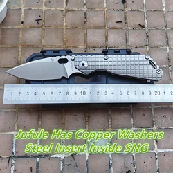 JUFULE M.Strider SNG Monkey Customized Titanium Handle Steel Insert Copper Washer Folding Knife Camping Hunting Outdoor EDC Tool