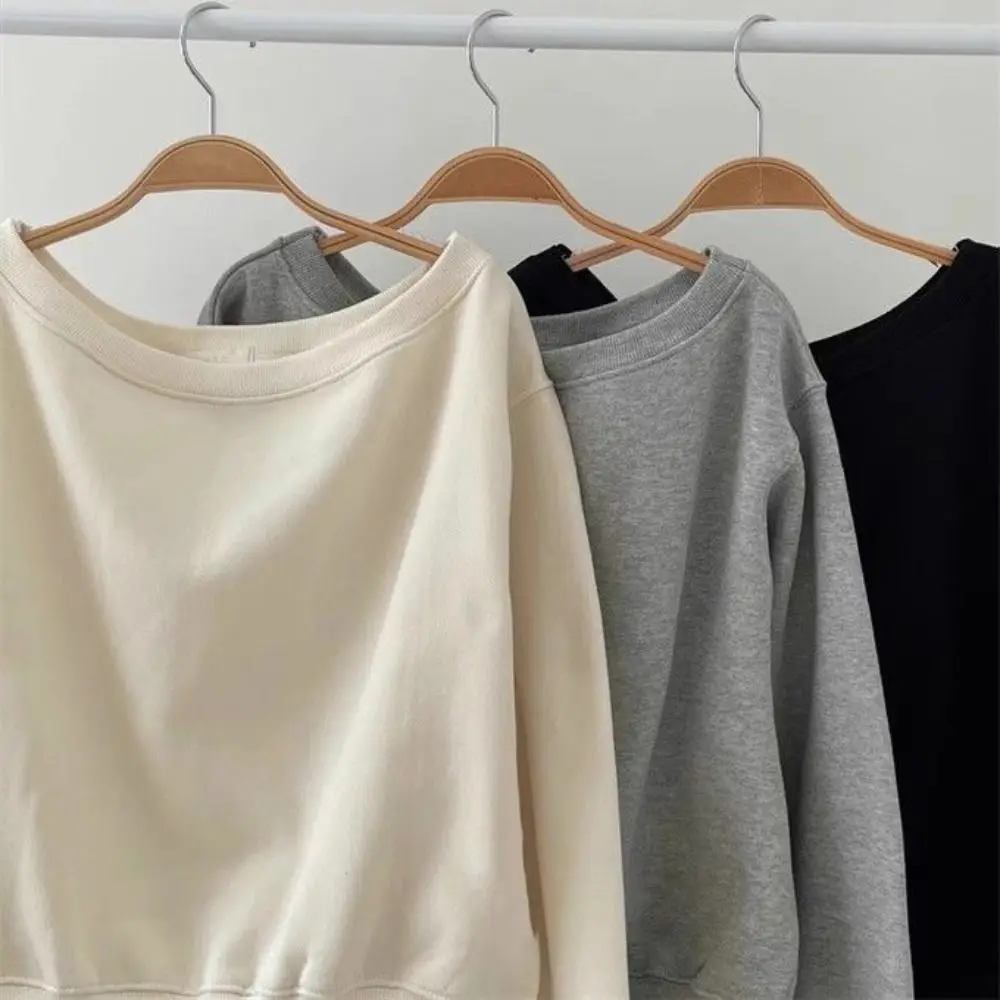 

Шикарная футболка с длинным рукавом в стиле ретро, однотонные свободные толстовки для женщин, повседневная стильная осенняя толстовка с капюшоном, укороченный топ, весна