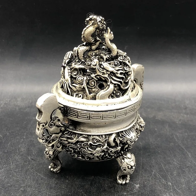 Retro Chinese Qing Qianlong Kowloon Incense Burner Censer Antique Collection Craft Ornament Home Decor