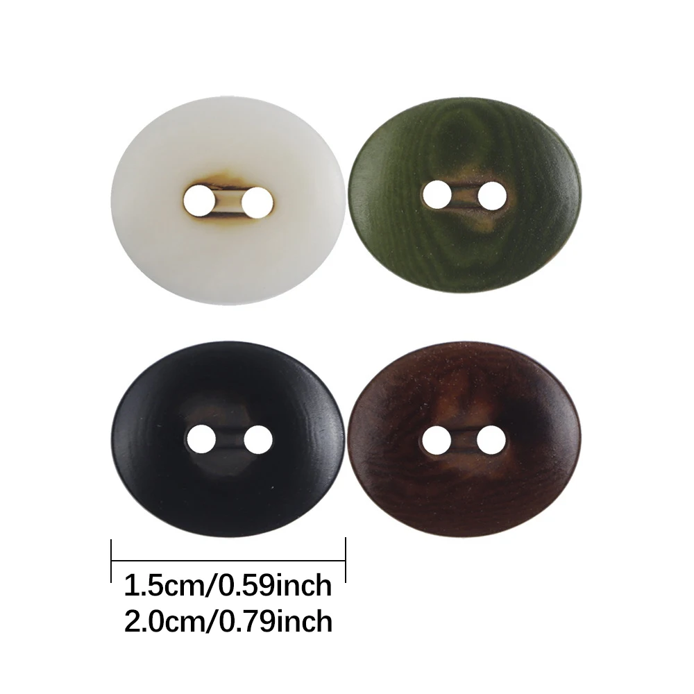 10Pcs Minimalist Vintage Natural Texture Fruit Buttons 2 Holes Oval Shape, 15/20mm 4 Colors for Shirt Blazer Suit DIY Buttons