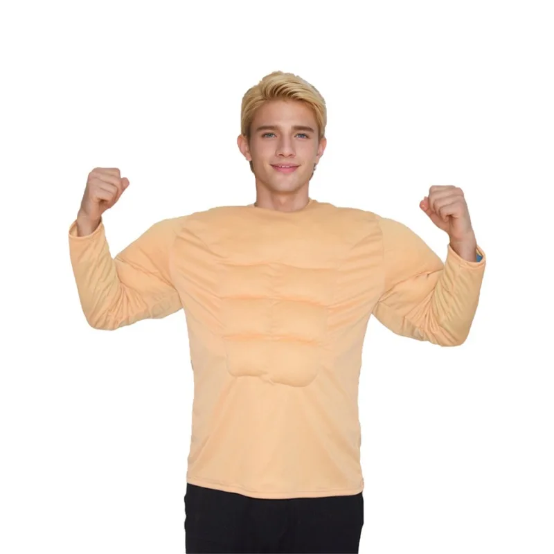 

3D Printed Muscle Shirt Realistic Fake Chest Abs Costume for Cosplay Party