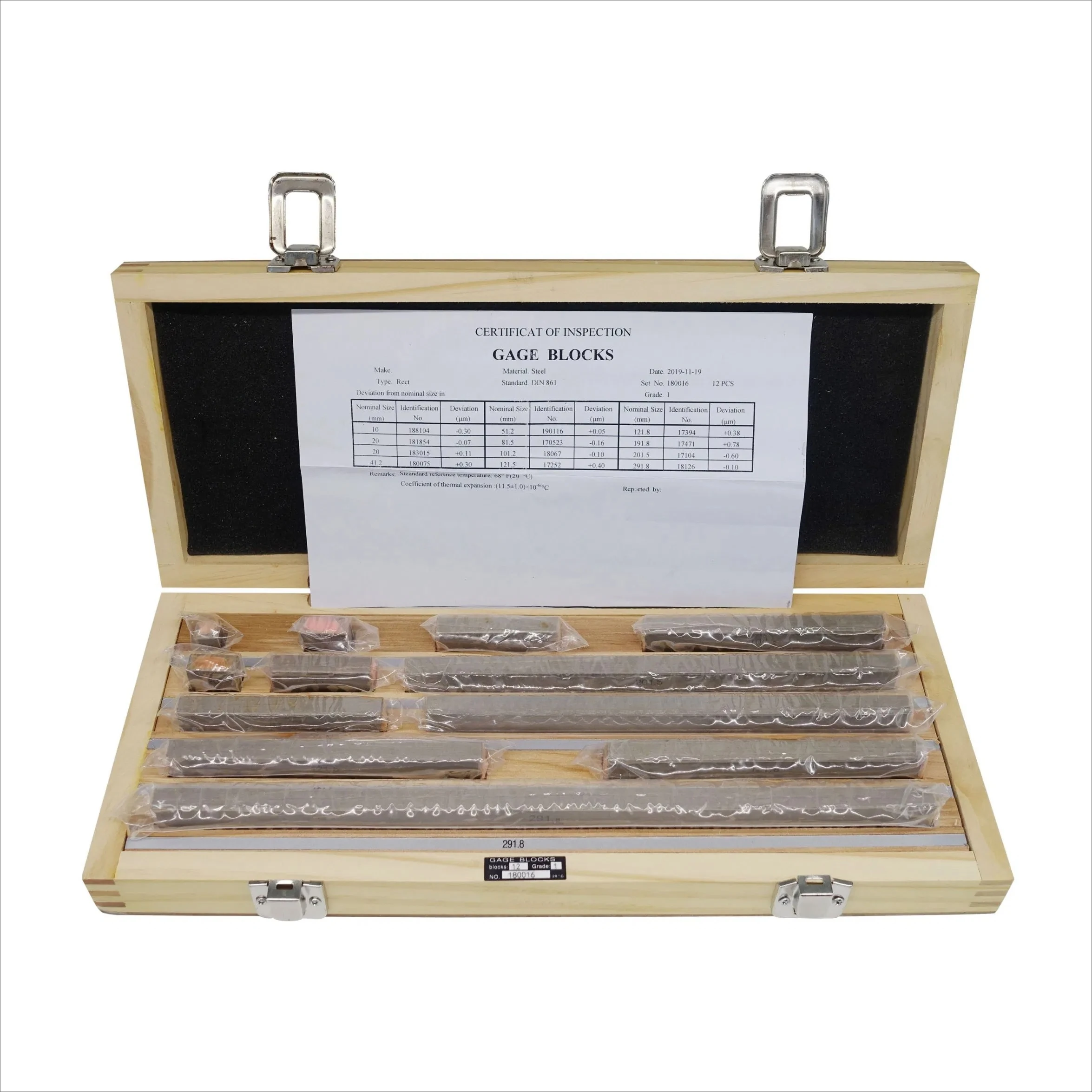 

Block Gauge Set, Block Gauge 0-300mm, 12PCS/Set, 1grade