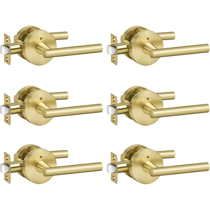

Brushed Gold Privacy Lever Door Handle, Heavy Duty Interior Bedroom Door Lever Pack, Gold