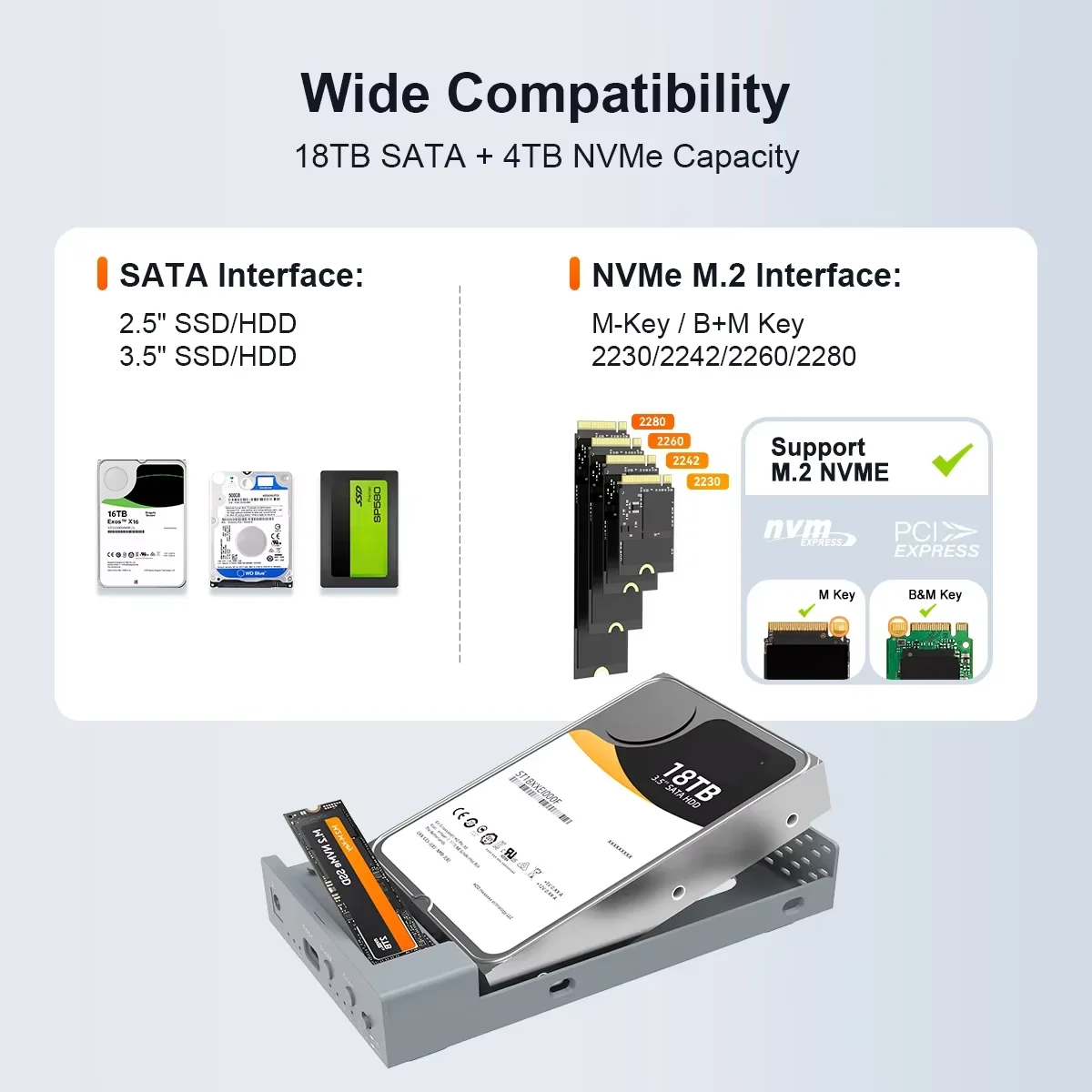 MAIWO 10Gbps SATA SSD Enclosure 2.5/3.5 Inch Aluminum Case