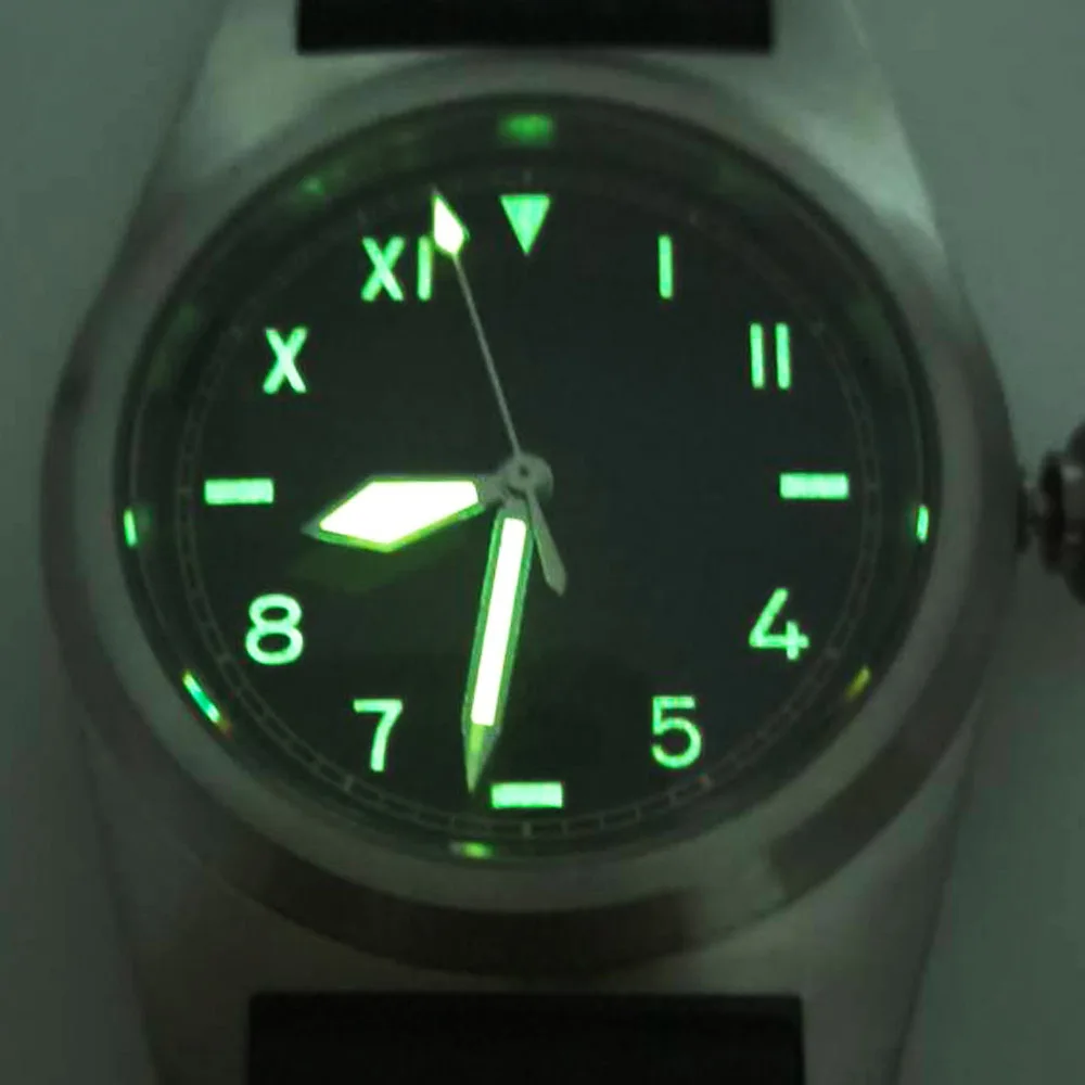 ساعة NH35 للرجال مقاس 38 ملم 316L من الفولاذ المقاوم للصدأ المصقول ساعة غواص معقمة C3 قرص مضيء زجاج الياقوت #6