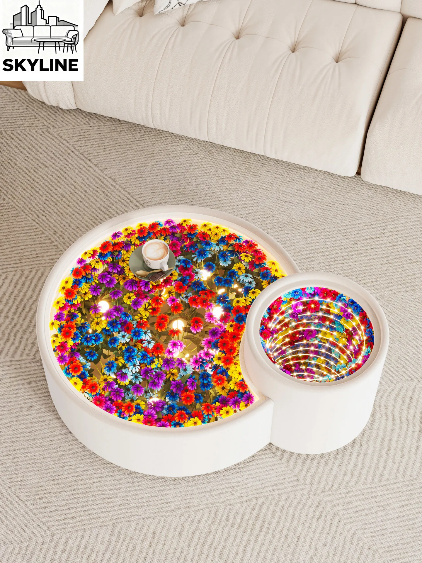 Coffee table with lamp living room household coffee table combination light luxury table