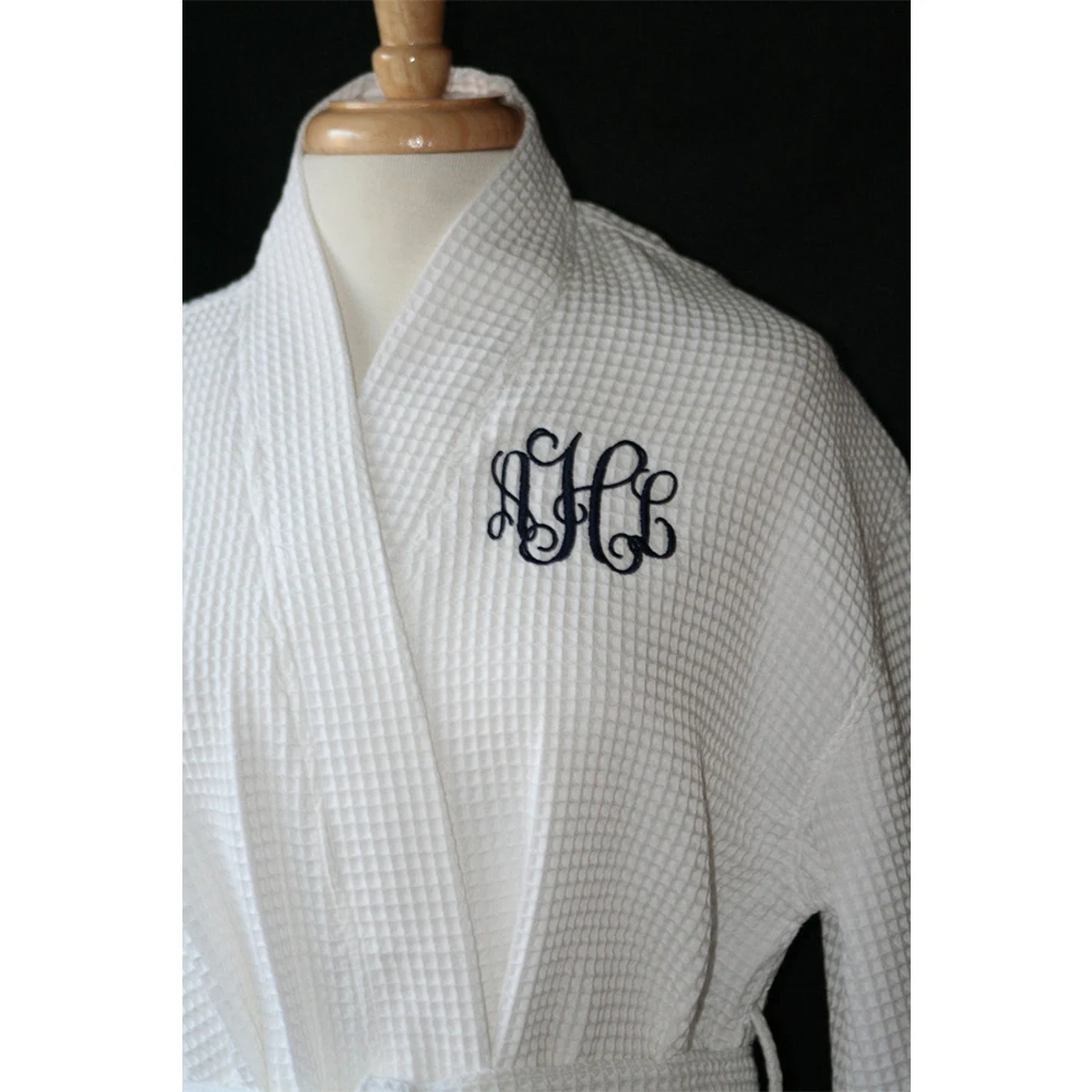 Embroidery Monogrammed Bathrobe Cotton Waffle Robes Spa Robe Spring Summer Thin Personalized Bridal Party Bridesmaid Robe Gifts