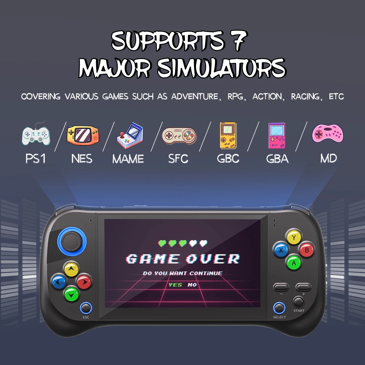 NX-50 Portable Retro Handheld Game Console 5.0-inch HD Large Screen Children's Gift