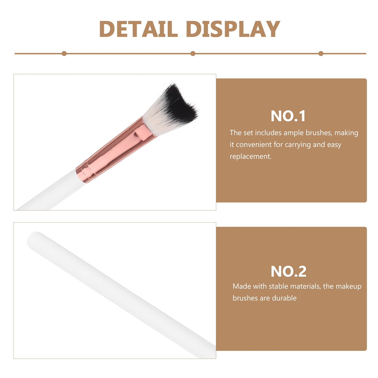 3pcs White Rose Gold Soft Bristles Nose Shadow Highlight Brushes Makeup Tools for Women Easy Replacement Durable Clean