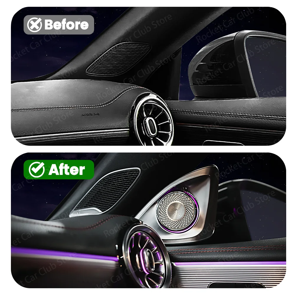 For CLA W118 A-Class Car 4D Horn Lnterior A-Pillar Tweeter Lamp Refit 64 color 4D Rotating LED Speaker Ambient Light - Image 2