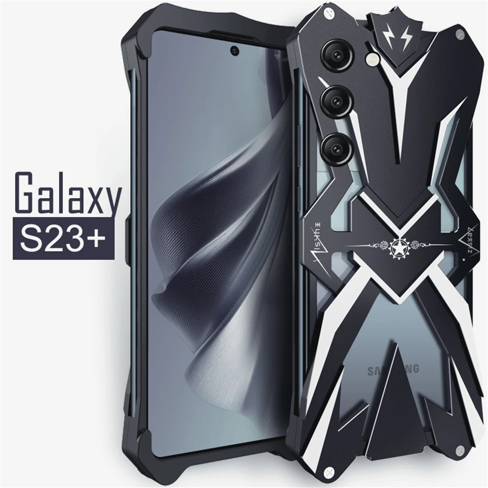 Coque arrière en aluminium pour Samsung Galaxy, armure métallique, pare-chocs de protection, étui antichoc, Ultra S22 Plus , 2022 -2023, nouveau style