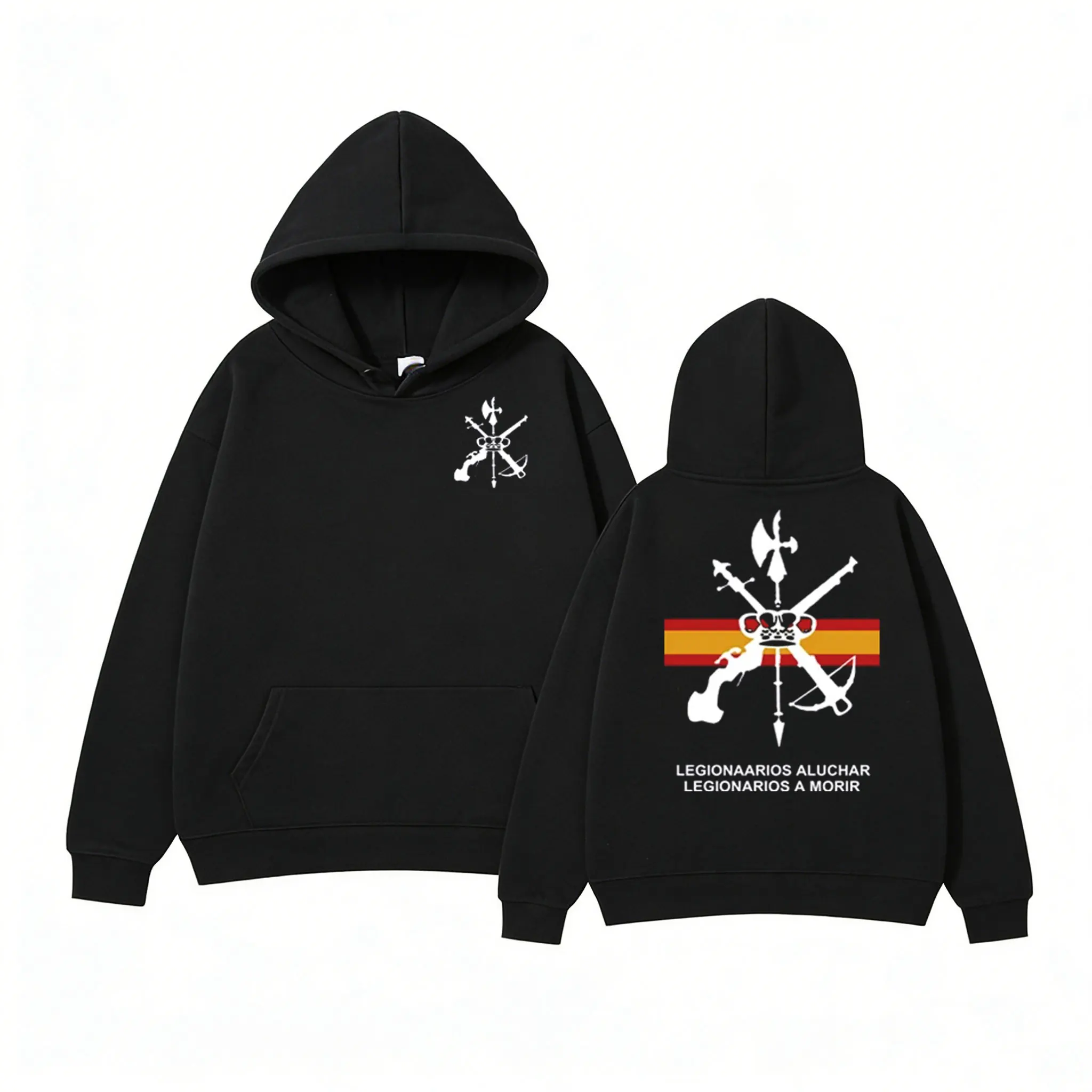 

Унисекс-толстовка в стиле испанского легиона с эмблемой, ретро-милитари, повседневная уличная одежда, пуловер