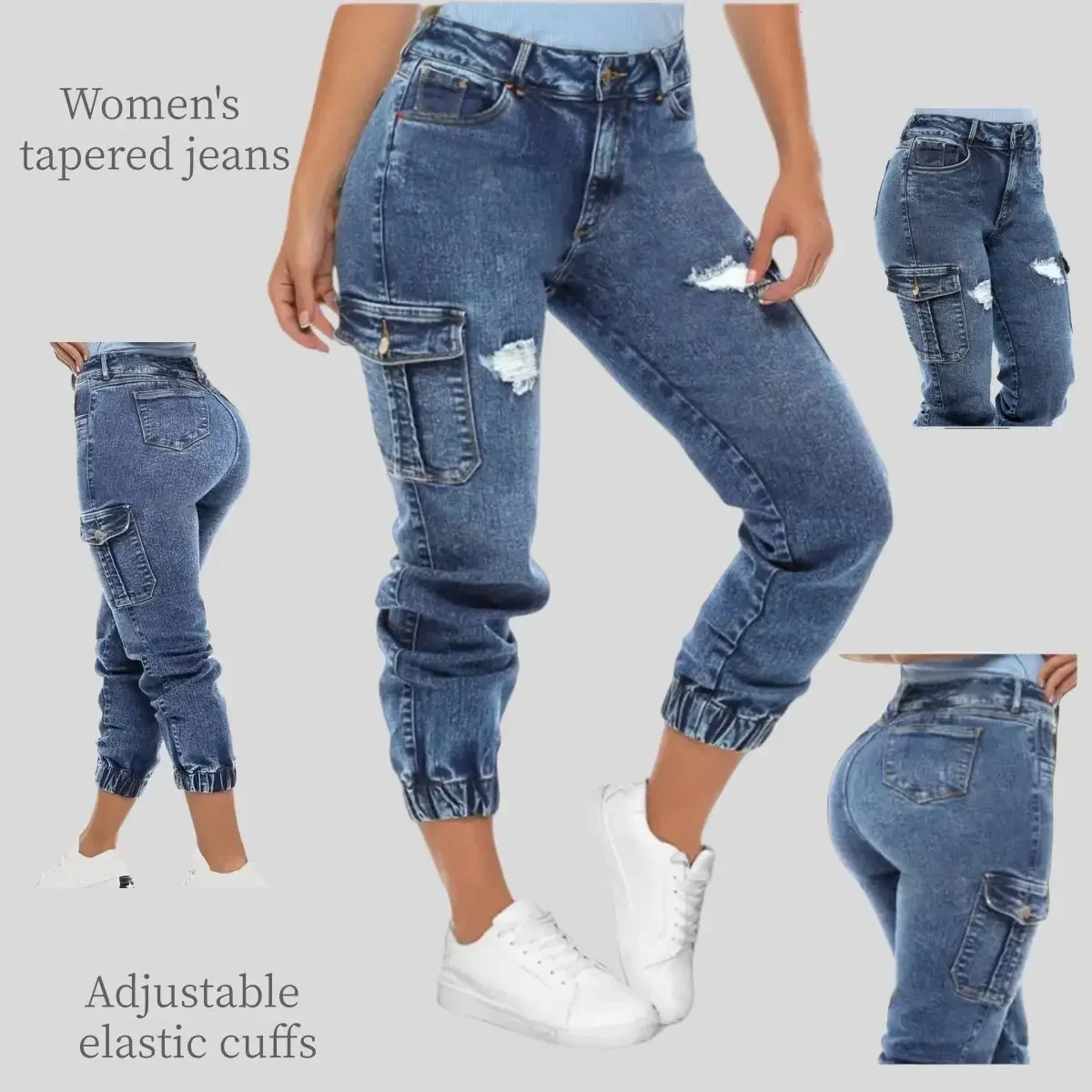 

Женские джинсы Y2k, синие эластичные брюки-карго с несколькими карманами, винтажные джинсовые брюки с высокой талией, свободный крой, уличный стиль