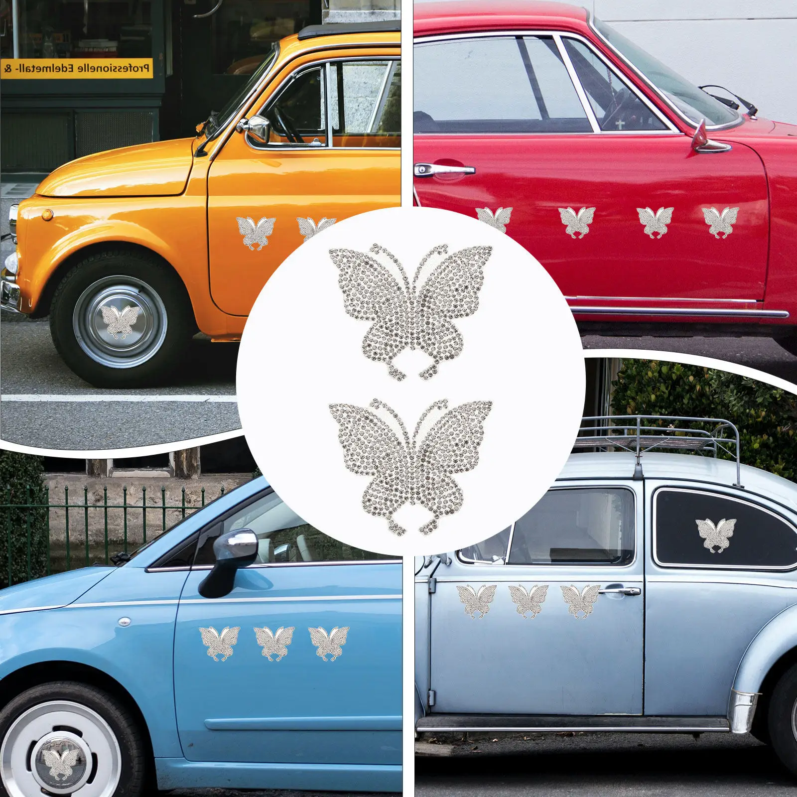 

2 шт. 3D-наклейки на автомобиль с эффектом водопада и стразами, водонепроницаемые, с дизайном бабочек, декоративные автонаклейки для маскировки царапин на кузове, стереоэффект