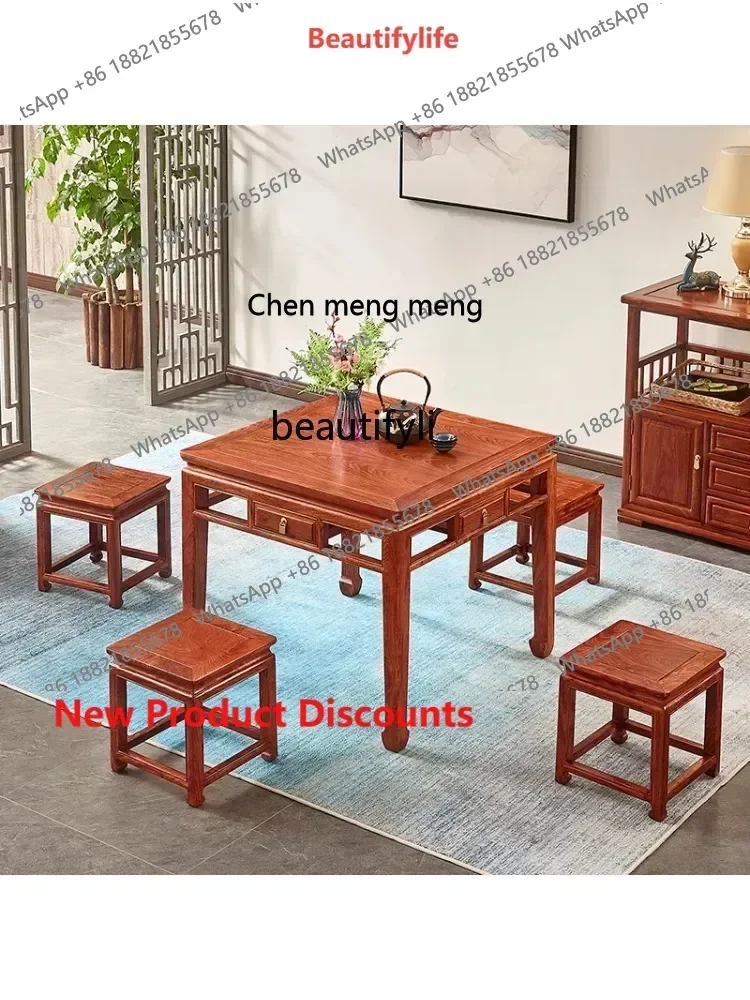 New arrive  Rosewood Square Table New Chinese Style Pterocarpus Erinaceus Poir. Solid Wood Household Rosewood Dining Table Tea T