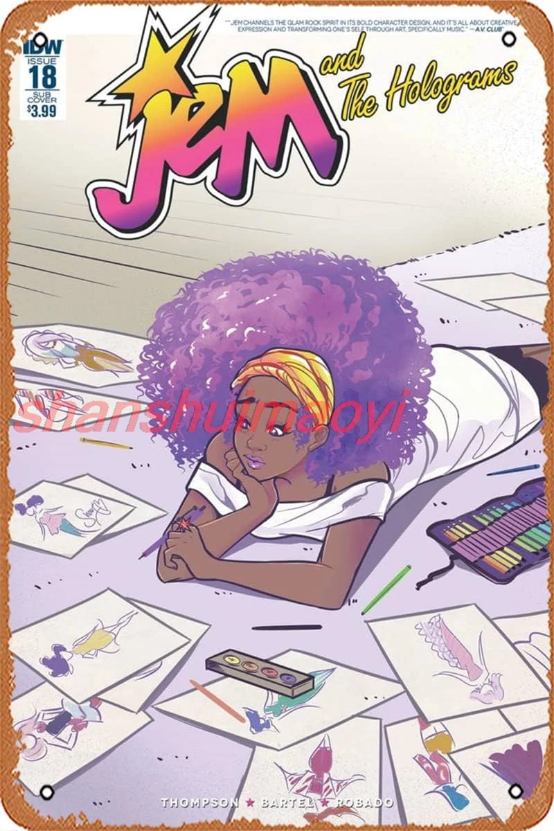 Letrero de Metal Retro-Jem & the Hologramas 18 Var A Comic Book NM-Póster de película de cartel de estaño de Metal de Anime para música, cafetería, Bar, Res sha