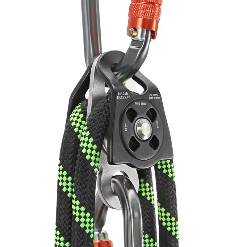 Fall Protection 36KN Double Pulley for Climbing Single Pulley for Fall Arrest Rappelling Rescue