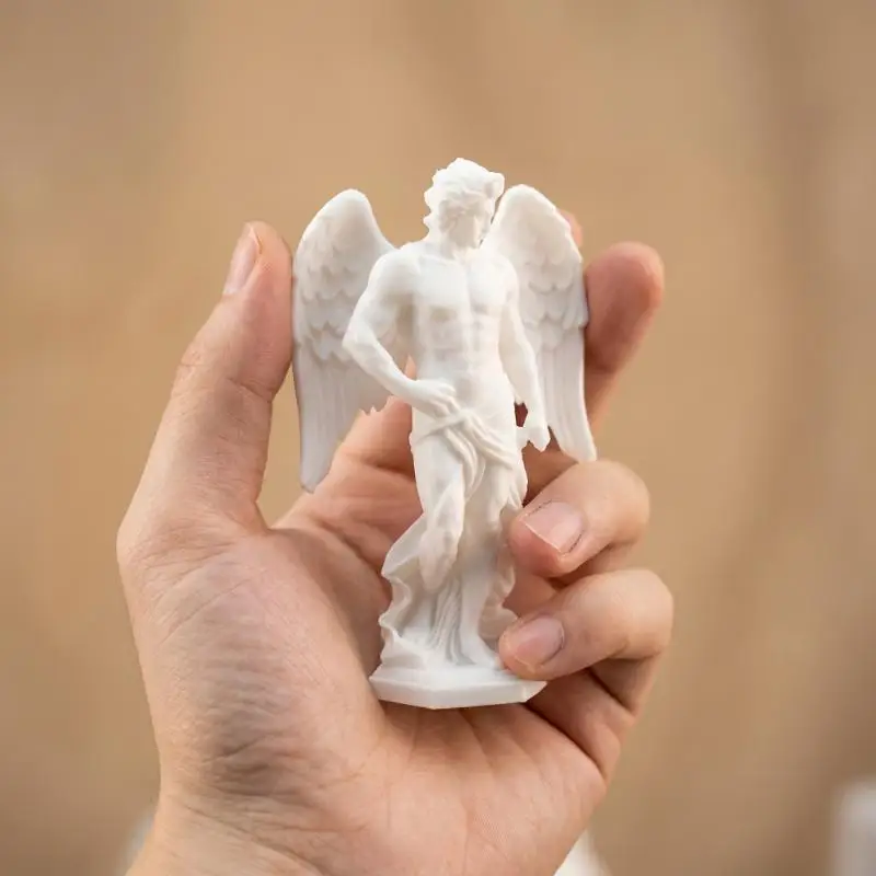 3D Printing Vintage Greek Style Male Angel Sculpture Winged Warrior Desktop Art Ornament for Home Bar Counter Decor