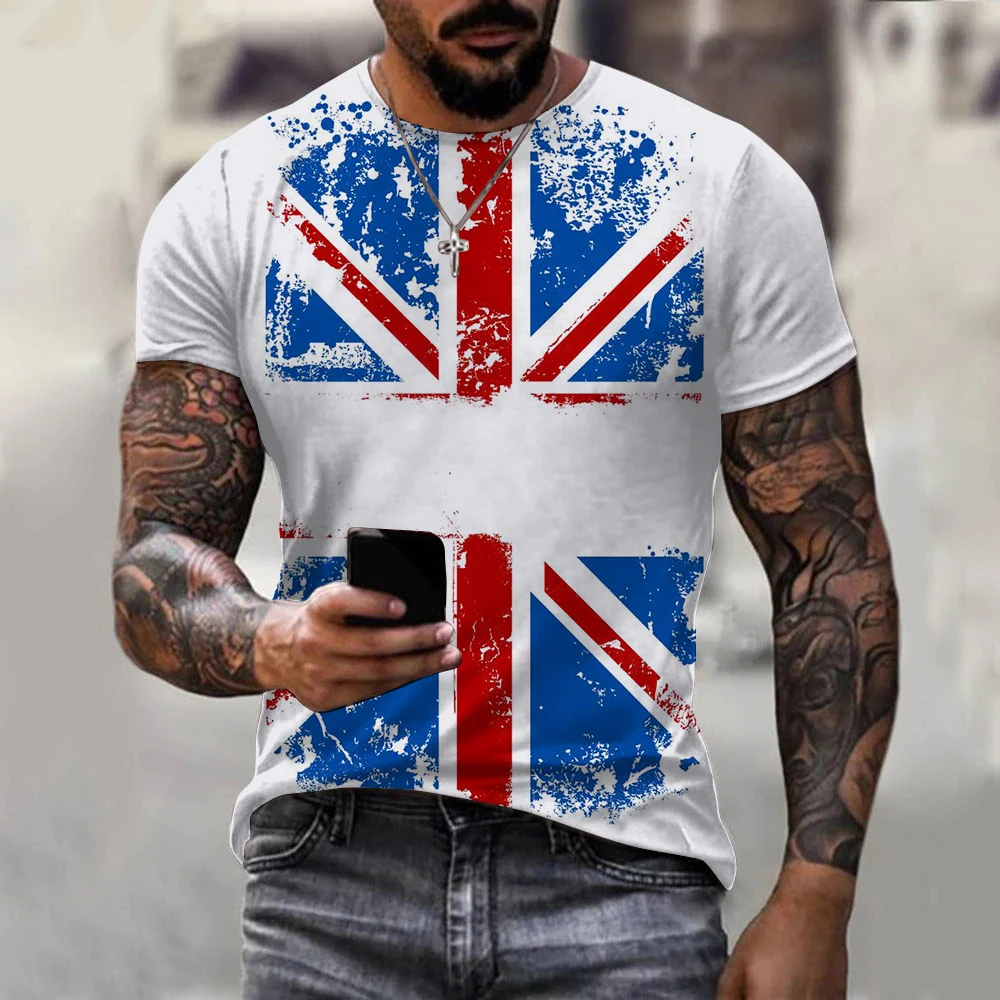 British Flag T-Shirts UK United Kingdom 3D Print Men Women Vintage Casual Oversized Short Sleeve T Shirt Kids Tees Tops Clothing