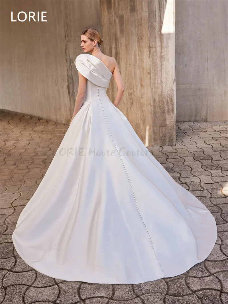 LORIE فاخر a-line كتف واحد vestidos de novia فستان الزفاف بلا أكمام زي العرائس بدون حمالات ثوب زفاف مخصص 2025