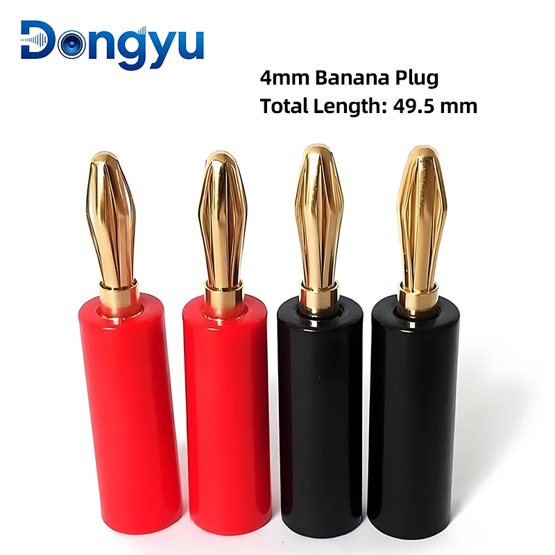 4mm Banana Plug Connector Male Audio Jack Speaker Terminal Gold Plated Conector DIY Musical Cable Black Red Consumer Electronics