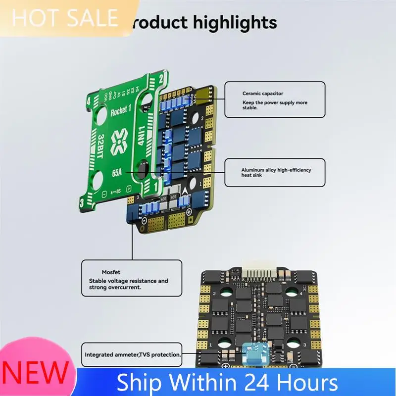 ~ 【EM estoque】 4-em-1 ESC 2065 AM32 32Bit 65A 4-8S Lipo para montagem de 20X20mm, inclui dissipador de calor de liga de alumínio para drone RC FPV